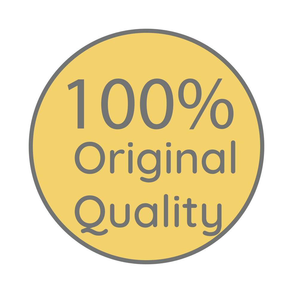 100 percentage original quality circular sign label vector art illustration with fantastic font and yellow background