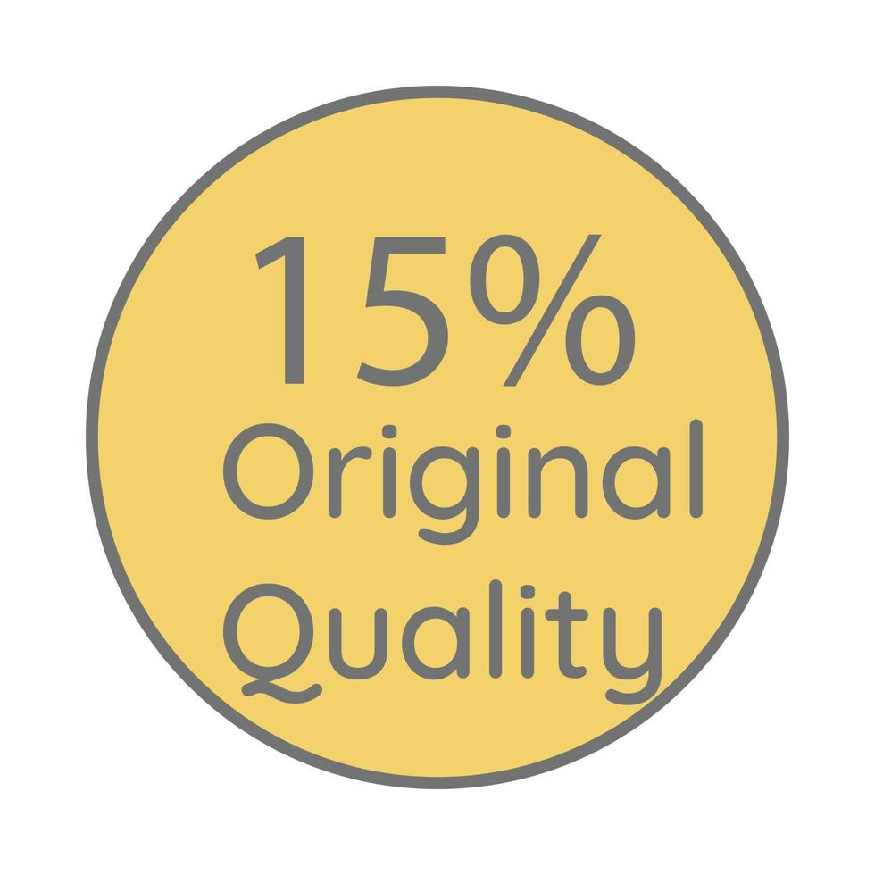 15 percentage original quality circular sign label vector art illustration with fantastic font and yellow background