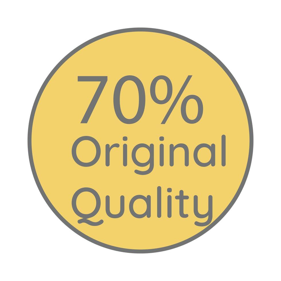 70 percentage original quality circular sign label vector art illustration with fantastic font and yellow background