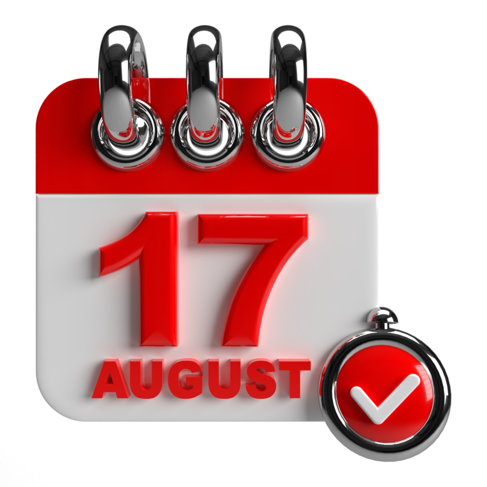 3d-kalender 17 augusti röd färg png