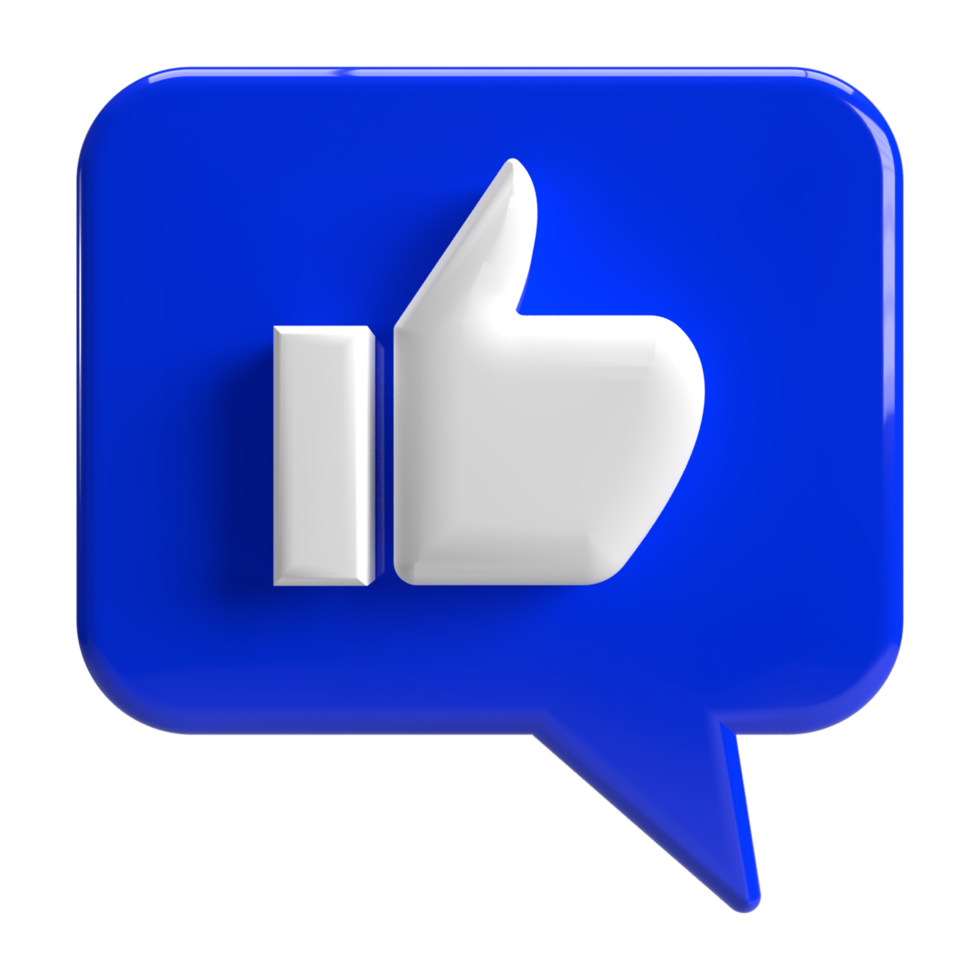 3d Like Hand with Blue Speech Bubble PNG