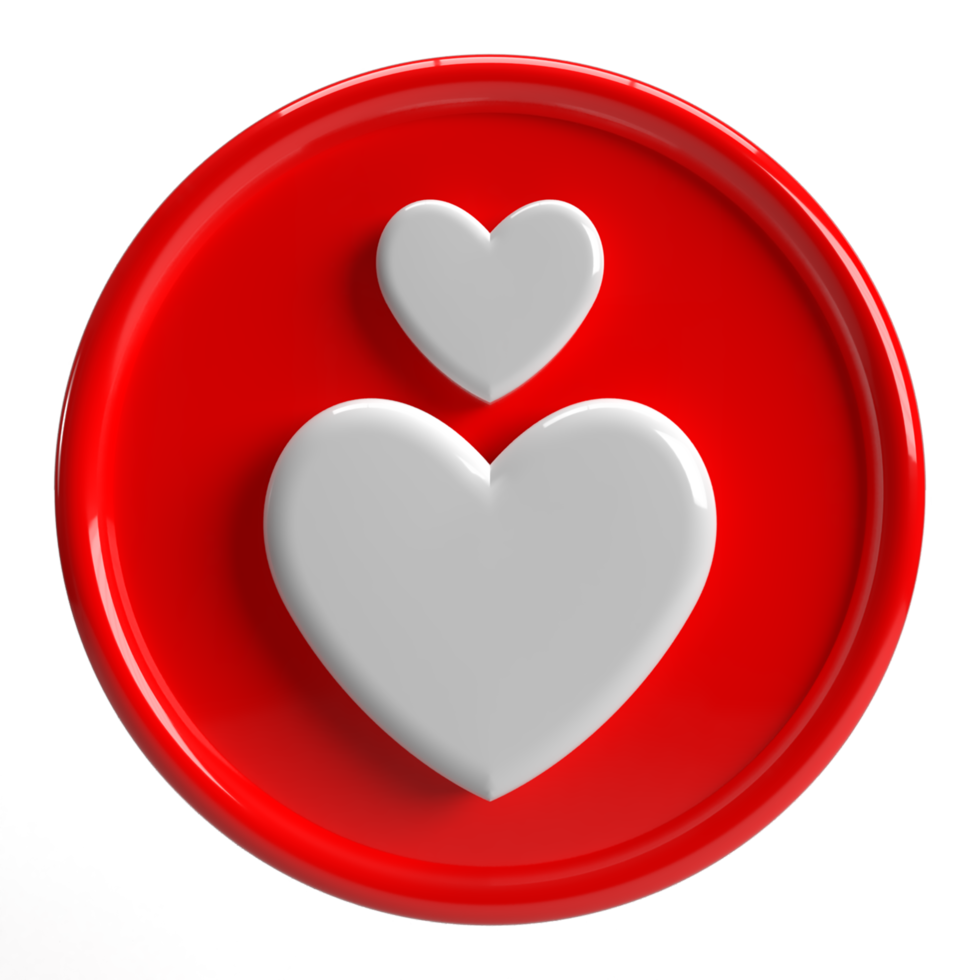 3d amore cuore con cerchio rosso png