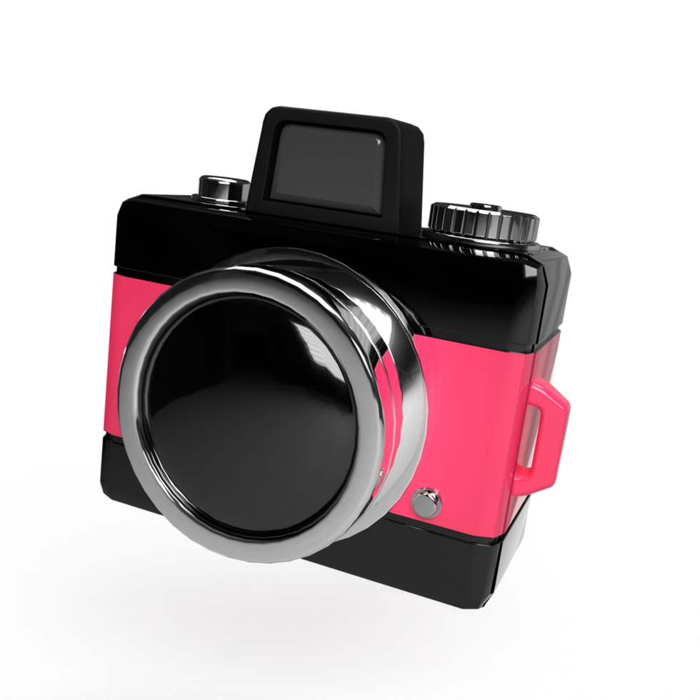 câmera 3d cor preta e rosa png