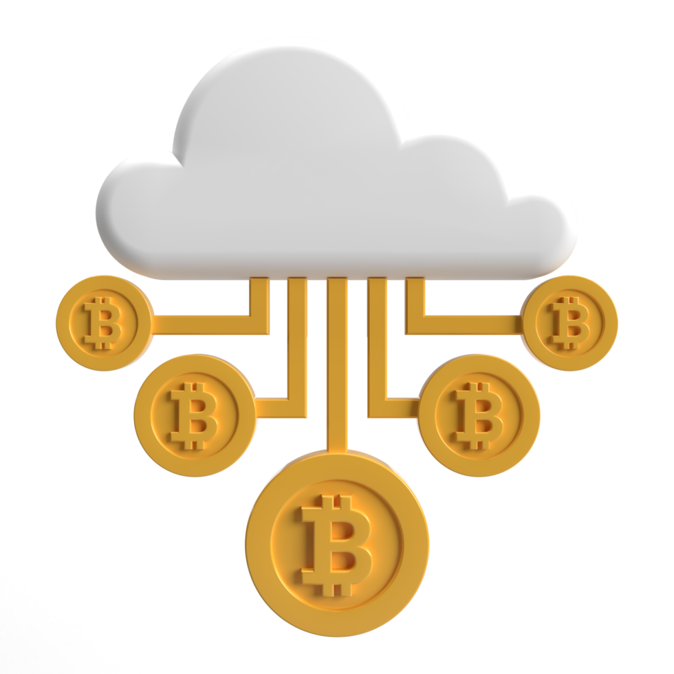 3d bitcoin y nube png