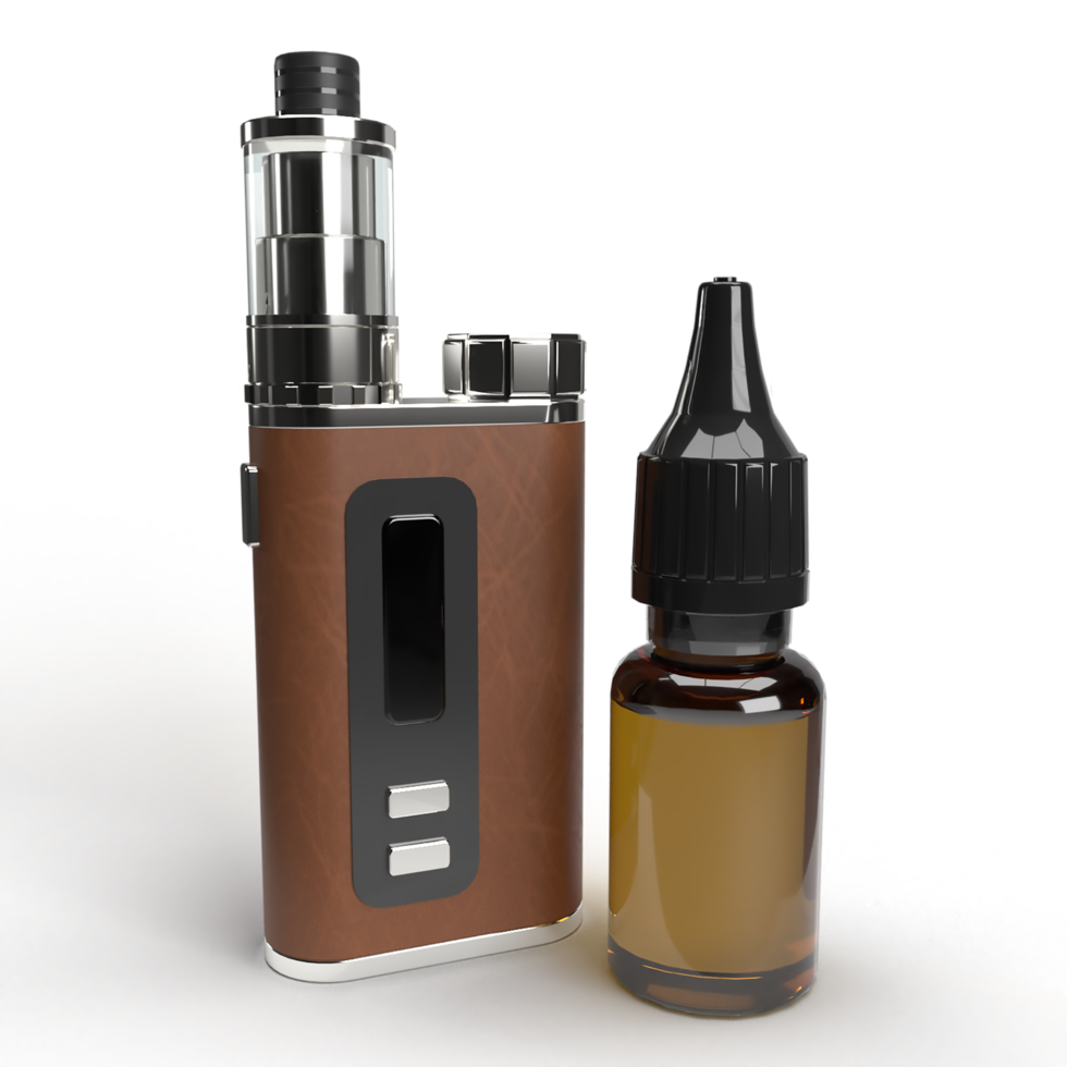 3d vape made of leather with liquid Bottle PNG