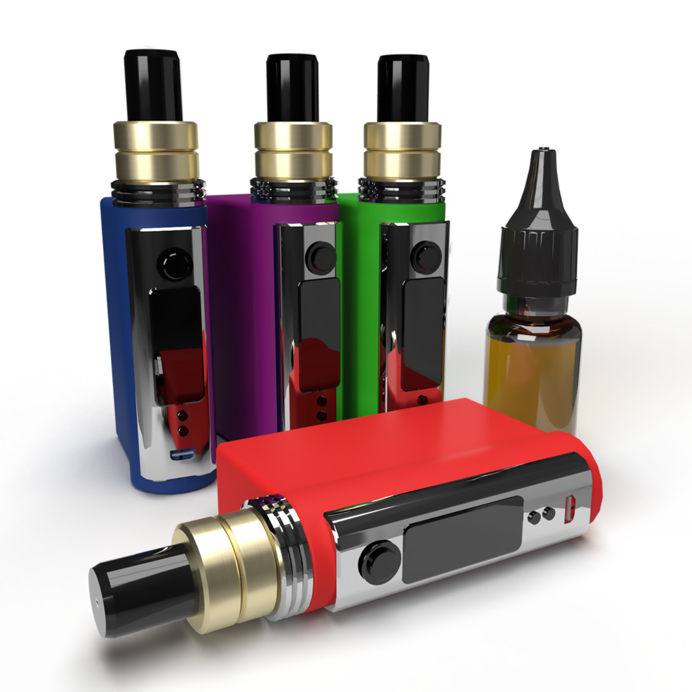 collection 3d de vapes colorées avec des bouteilles de liquide png