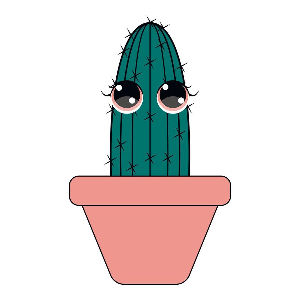 cactus kawaii. cactus de dibujos animados dibujos animados suculentos con cara divertida vector