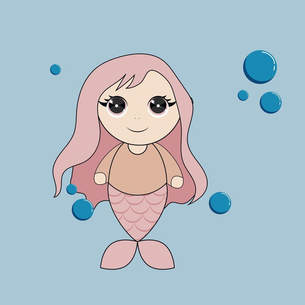 Cute mermaid vector illustration for kids fashion artworks, children books, greeting cards