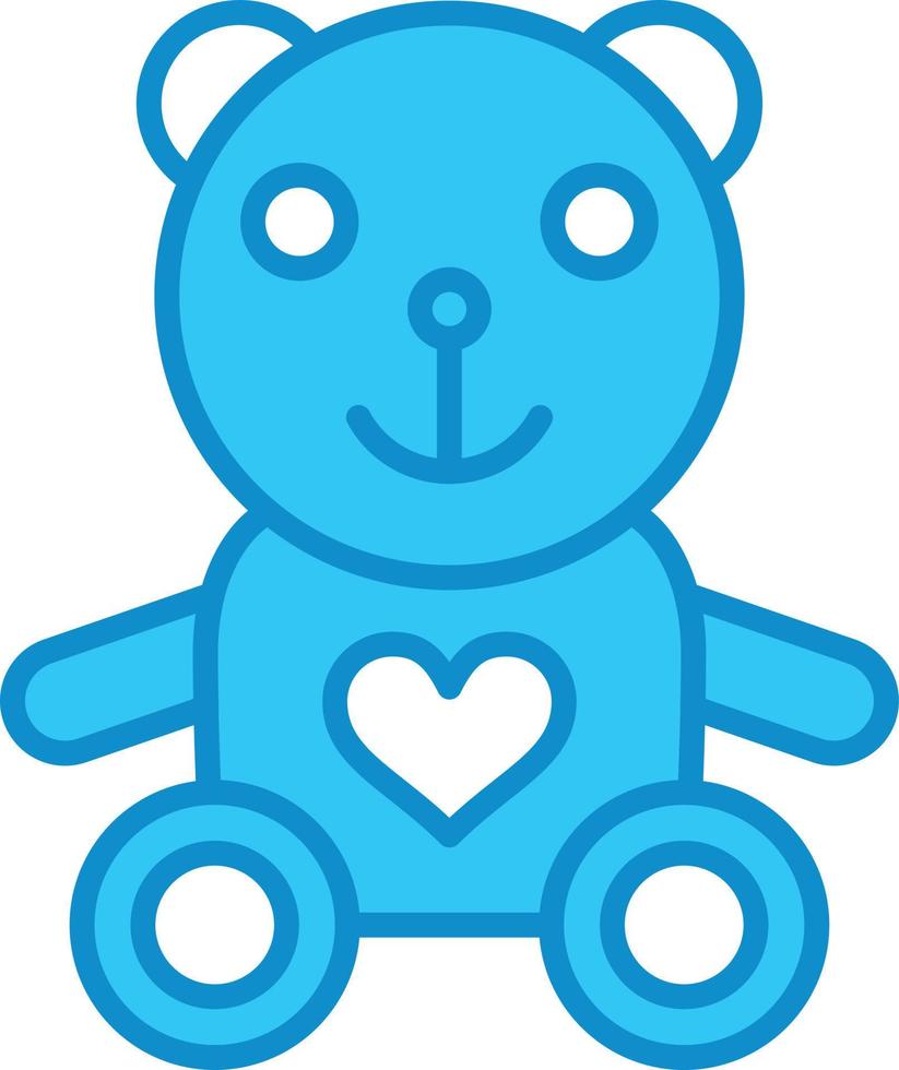 Teddy Bear Line Filled Blue vector