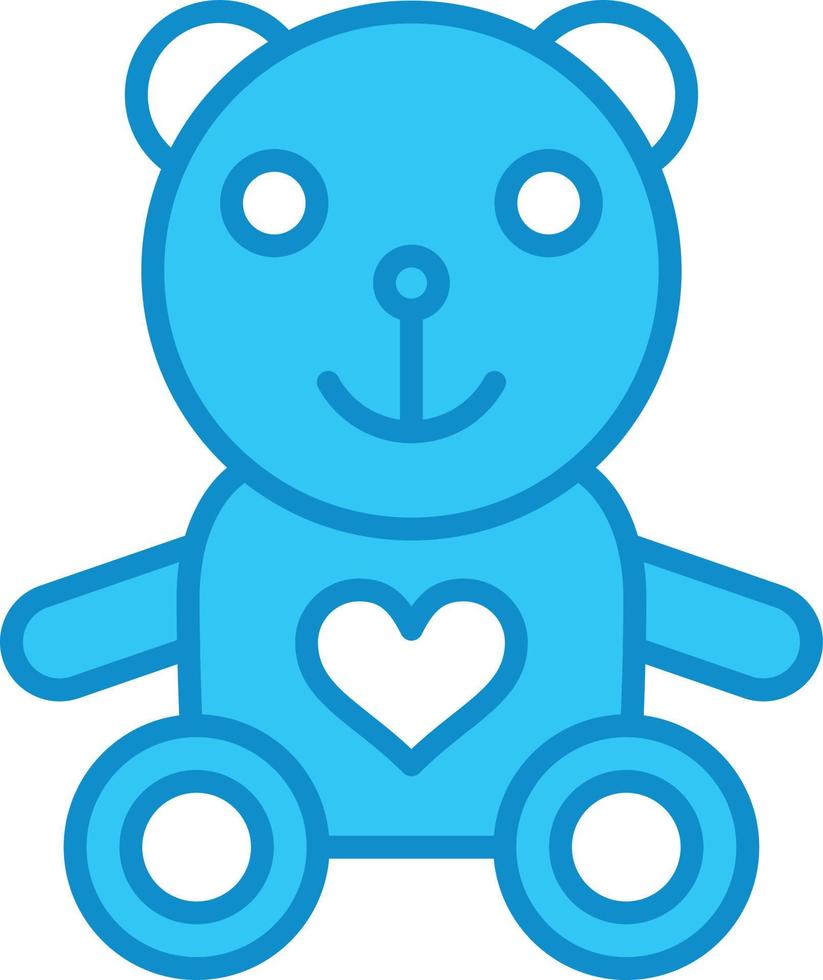 Teddy Bear Line Filled Blue vector