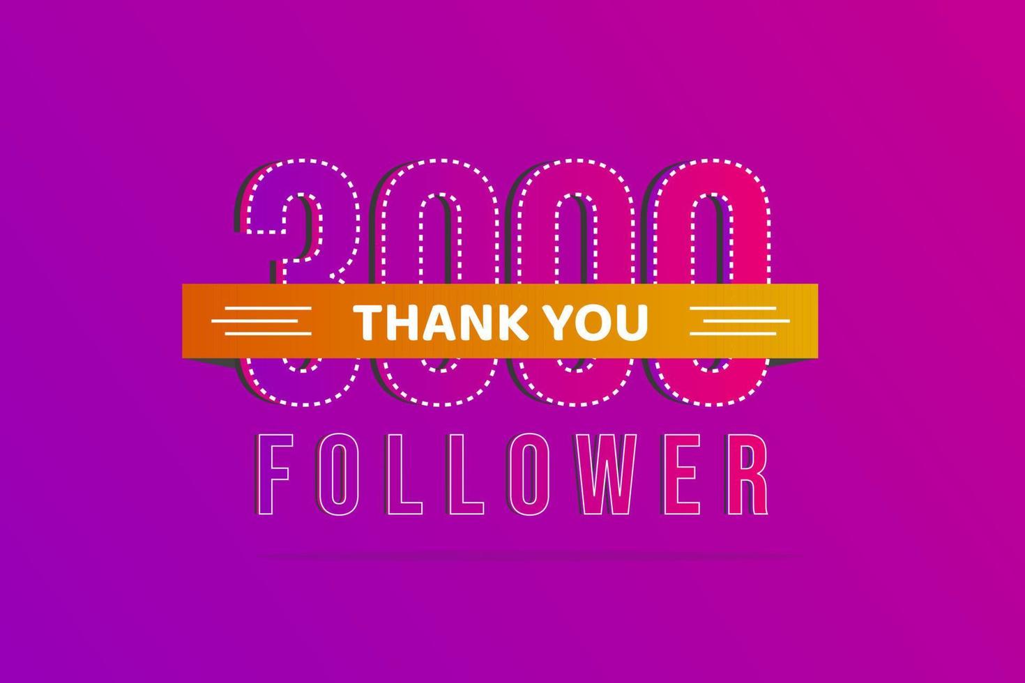 Thank you 3000 followers thank you banner.First 3K followers congratulation card with numbers vector