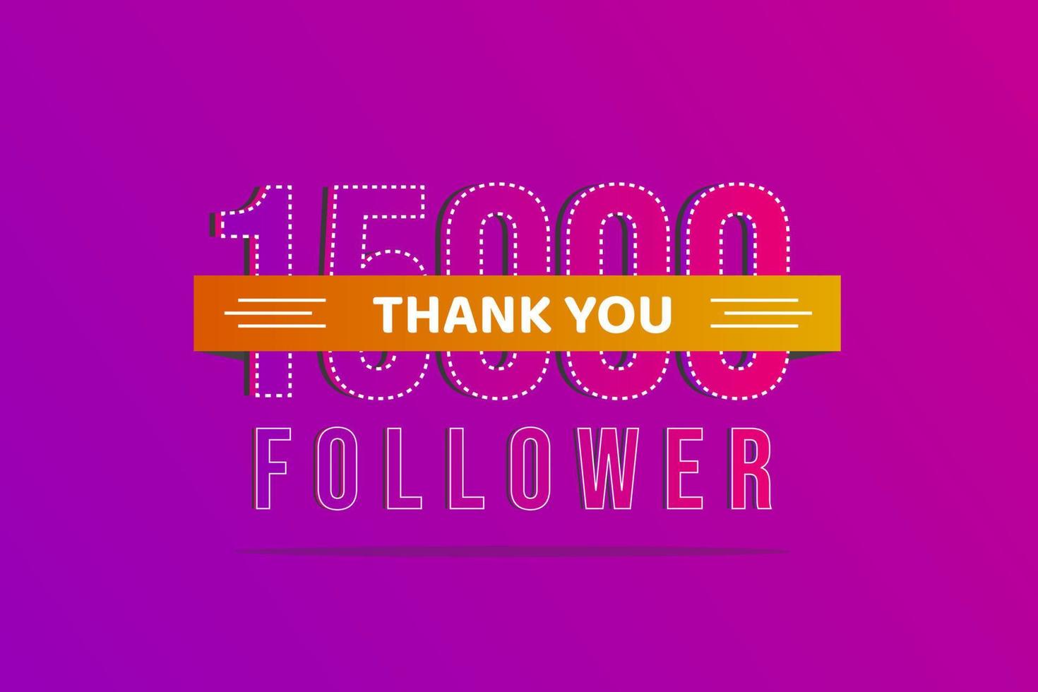 gracias 15000 seguidores gracias banner.primeros 15k seguidores tarjeta de felicitación con números vector