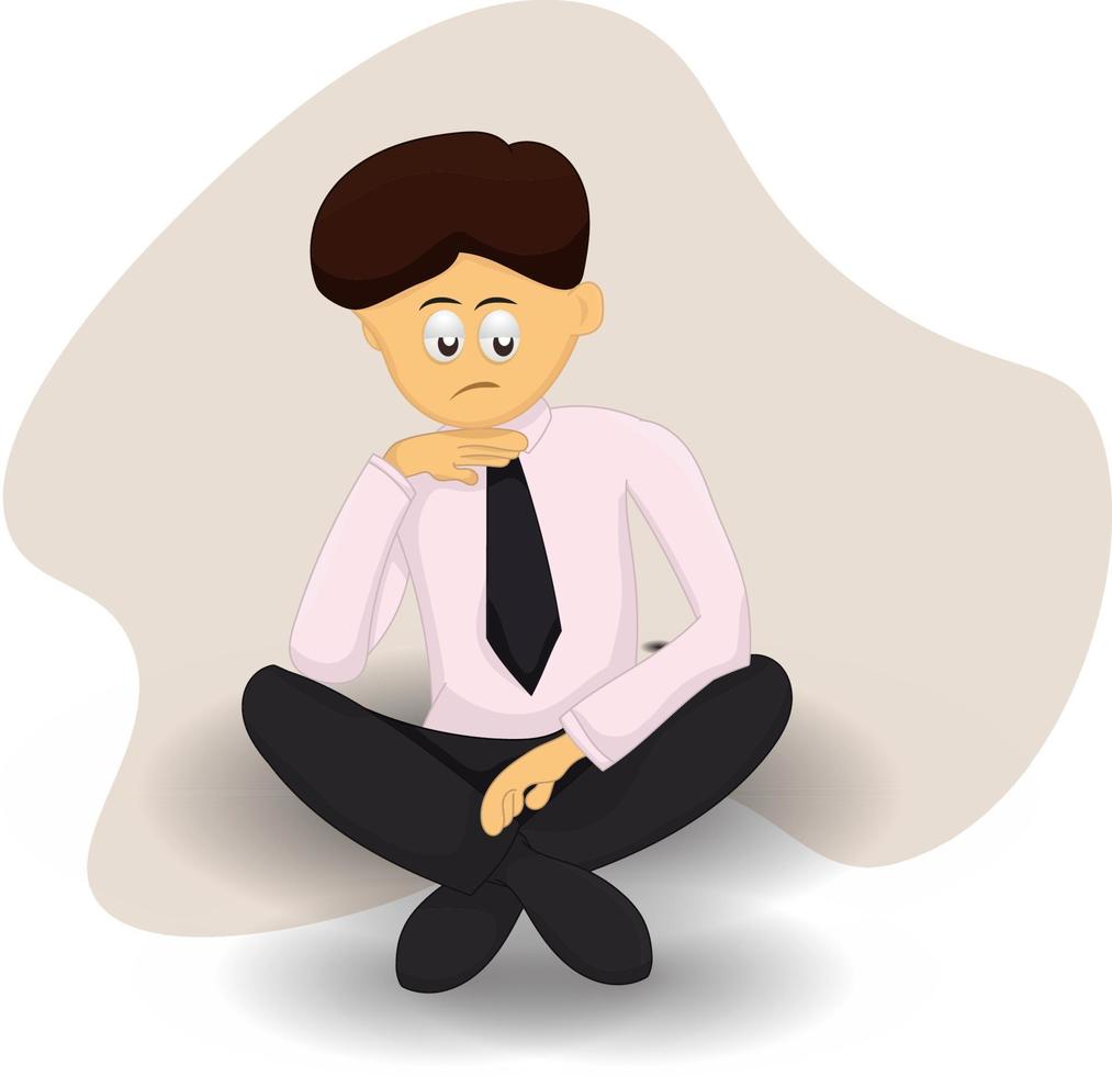 worker sits on the ground pensive in sadness vector