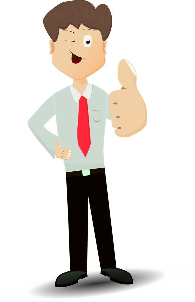 cartoon businessman standing and give thumb up vector