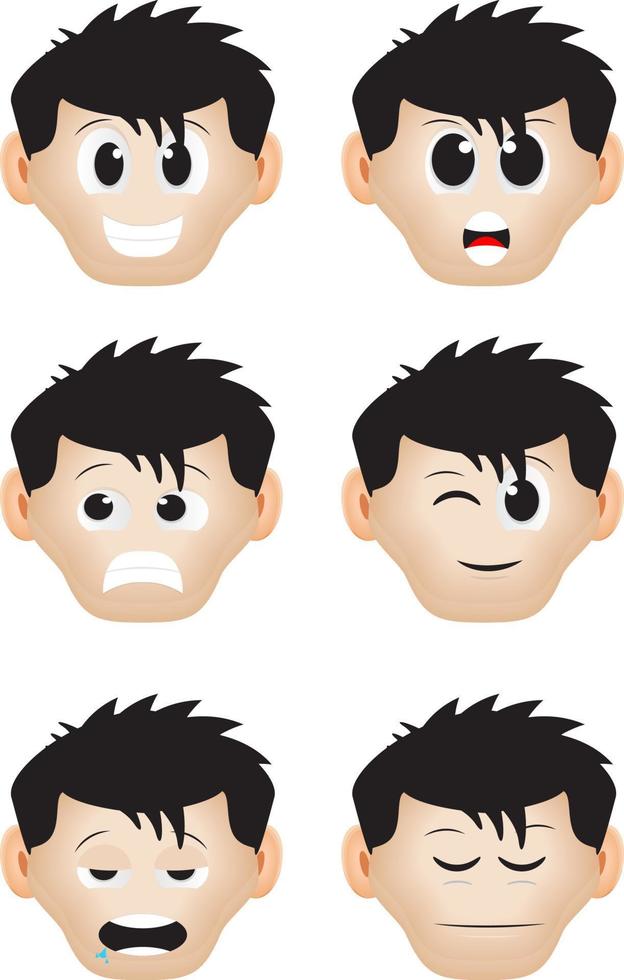set collection of male expression face vector