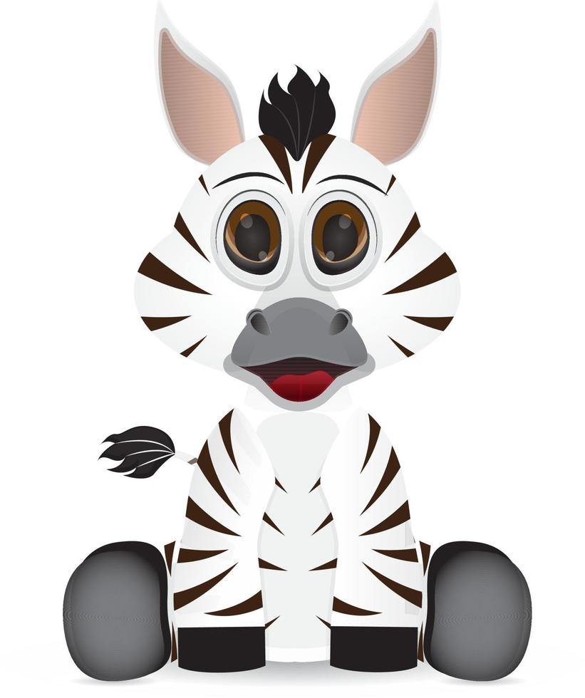 cartoon zebra sitting on the floor facing front vector
