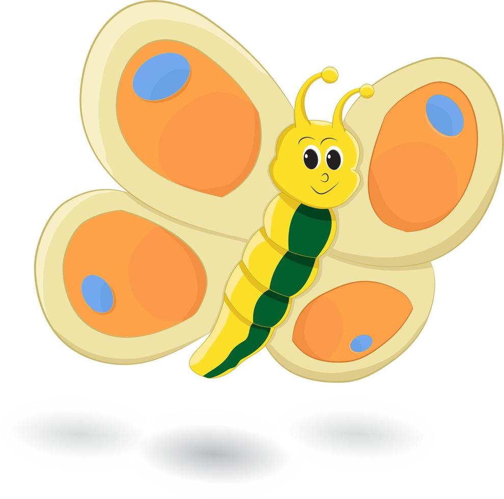 cartoon cute butterfly smile isolated vector