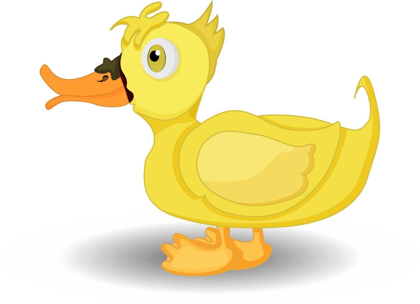 Cute dibujos animados pato amarillo caminando sobre fondo blanco. vector
