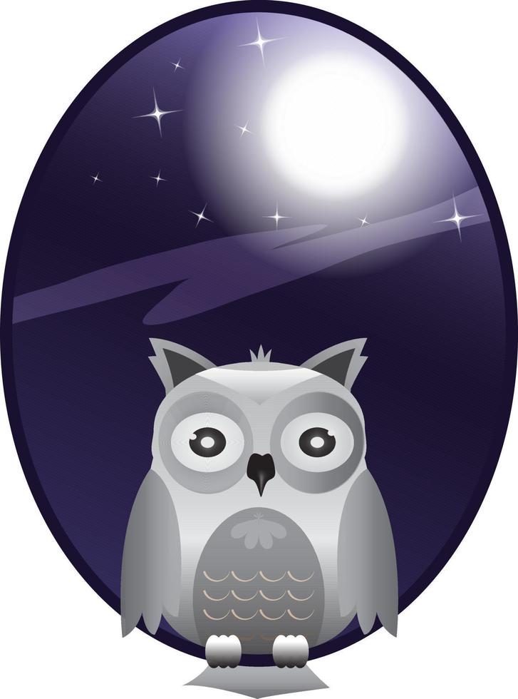 cartoon owl in the night full moon vector