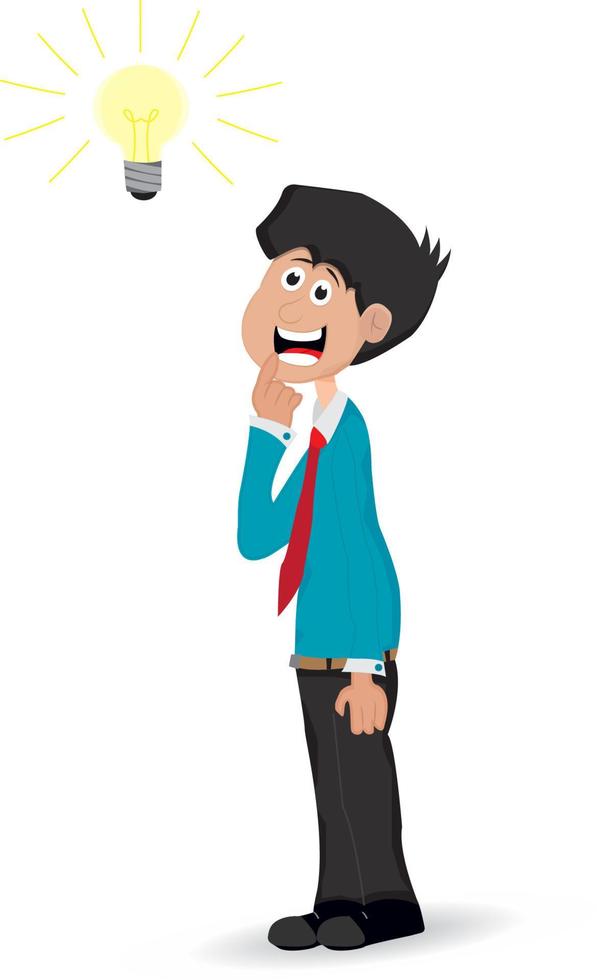 vector illustration of young manager got idea or solution