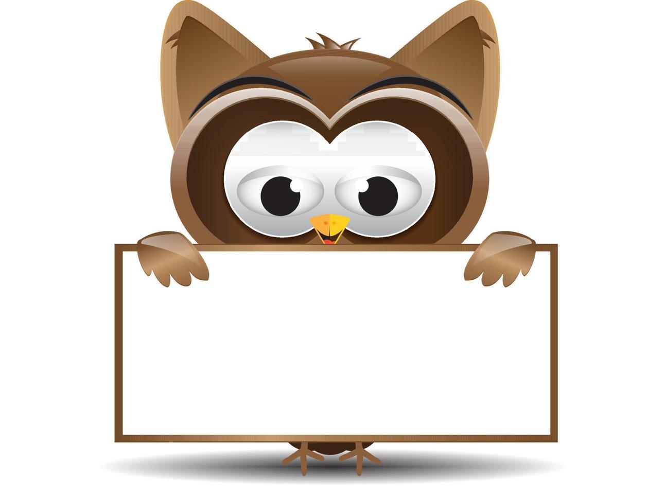 cute little owl holding text banner sign vector