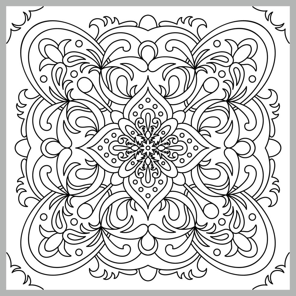 Vector decorative ornament. Tile pattern. Coloring page. Linear art.