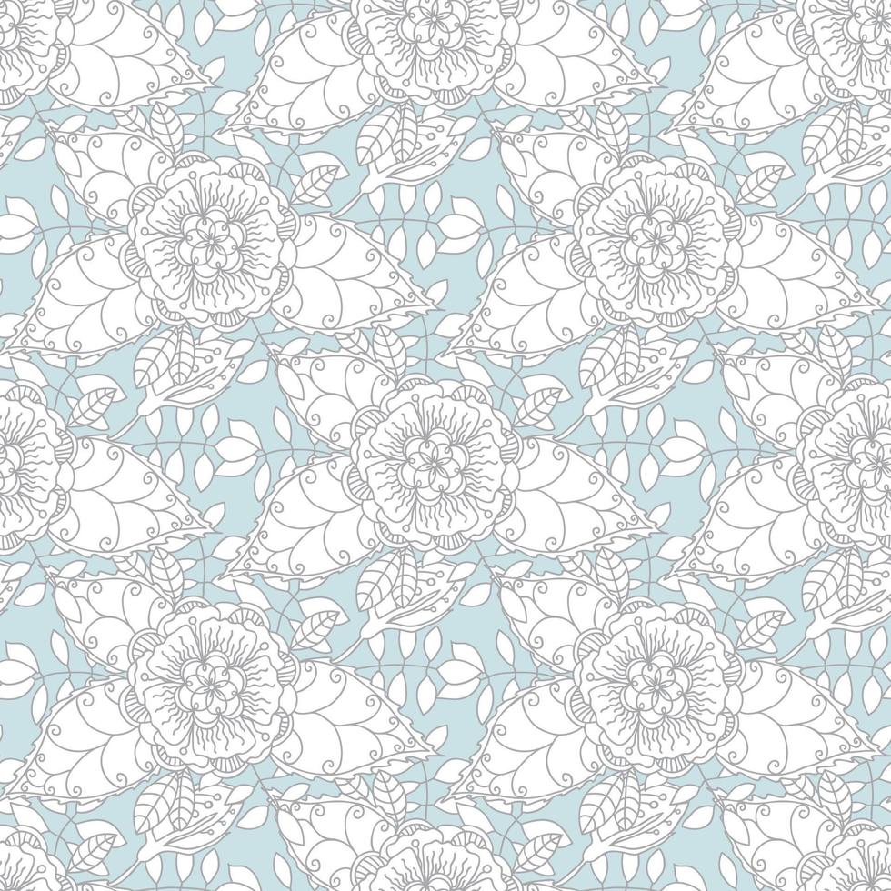 Delicate lace seamless pattern for fabric design with the flowers. vector