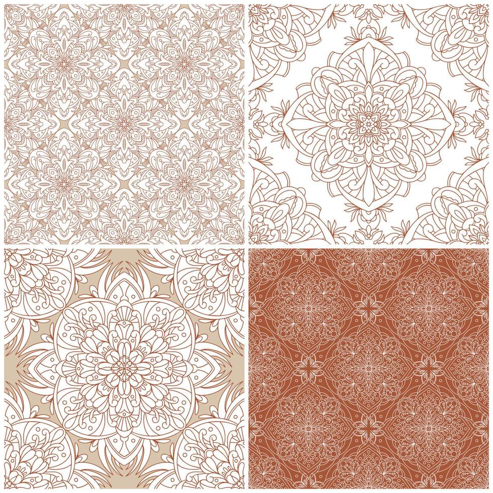 Set of vector seamless patterns. Vintage damask ornament. Vector decorative background. Great for any design.