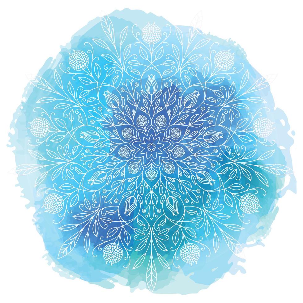 hermoso mandala sobre acuarela colorida. patrón redondo vector