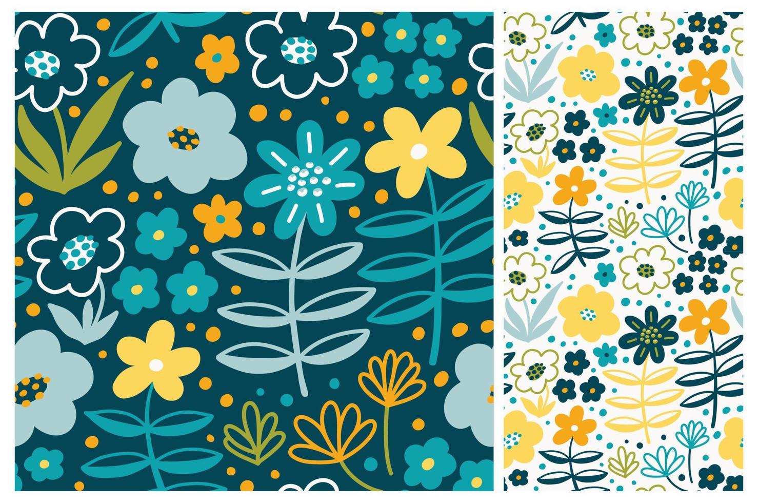 Mille fleurs seamless pattern set vector