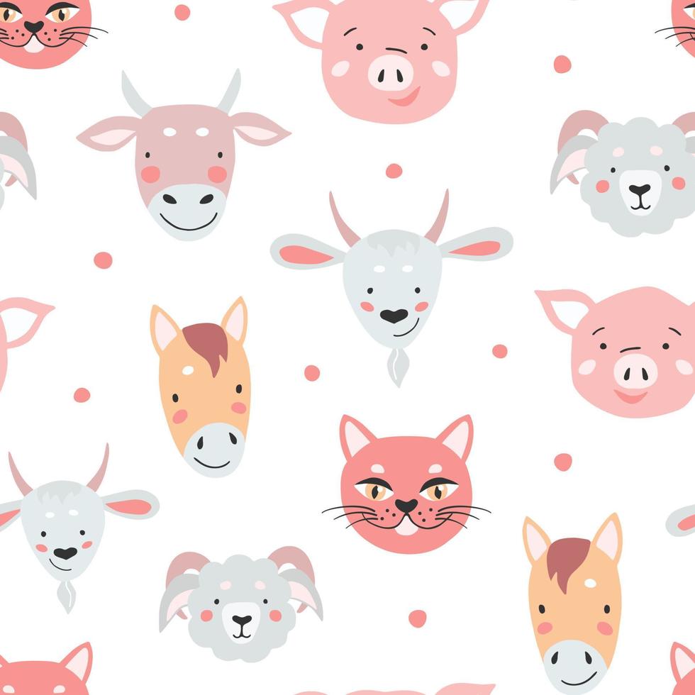 Seamless pattern with cute animals for print design. vector