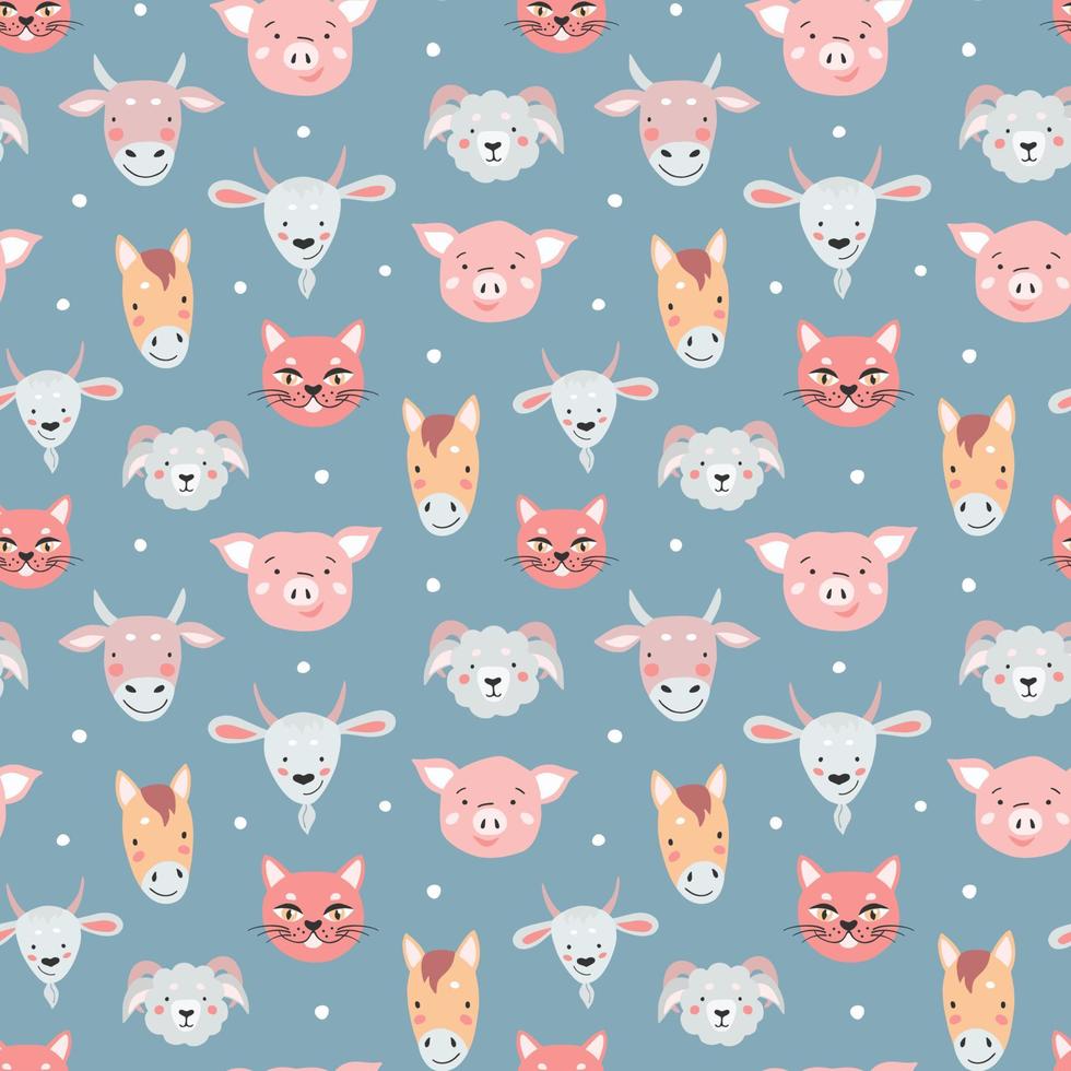 Seamless pattern with cute animals for print design. vector
