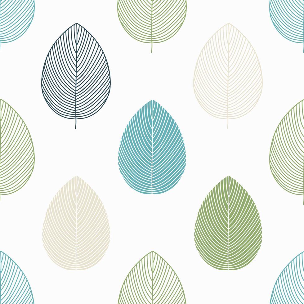 Vector seamless pattern in Scandinavian style with leaves