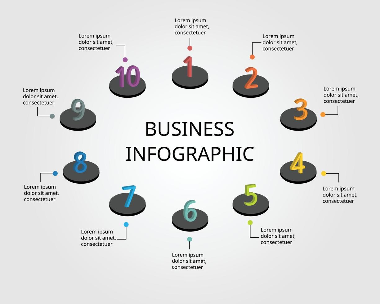 step number chart template for infographic for presentation for 10 element vector