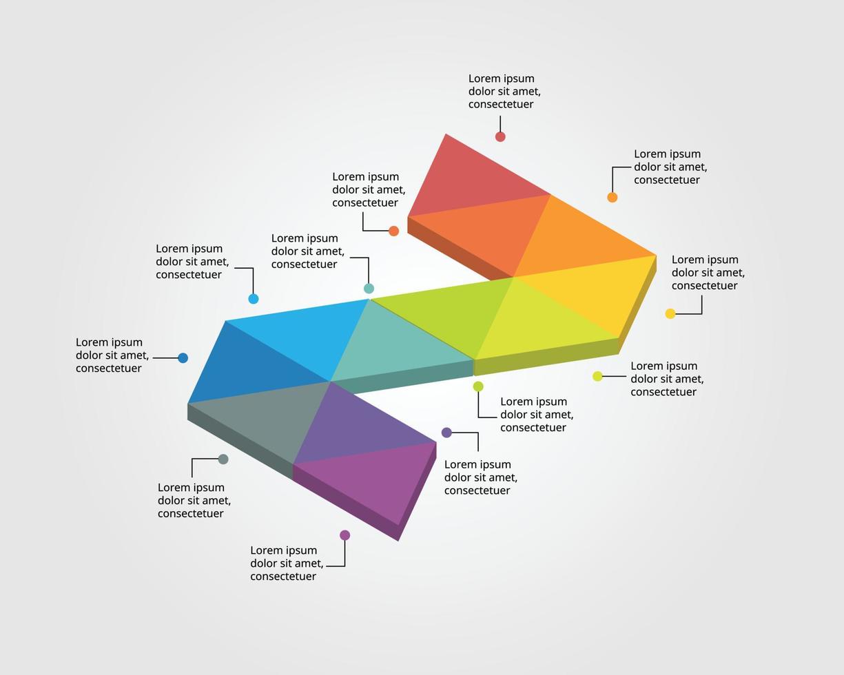 plantilla de gráfico triangular para infografía para presentación de 12 elementos vector