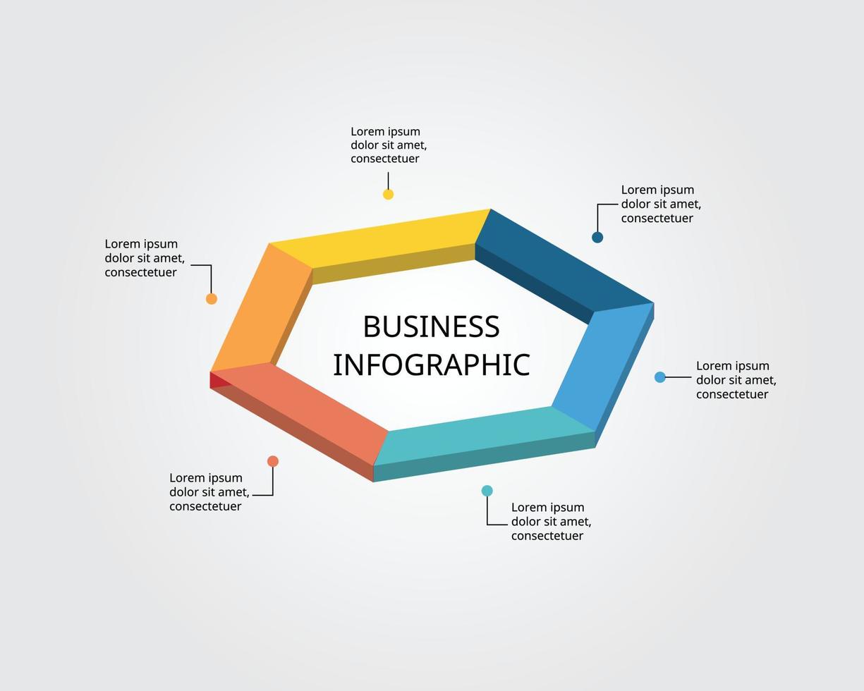plantilla hexagonal para infografía para presentación de 6 elementos vector