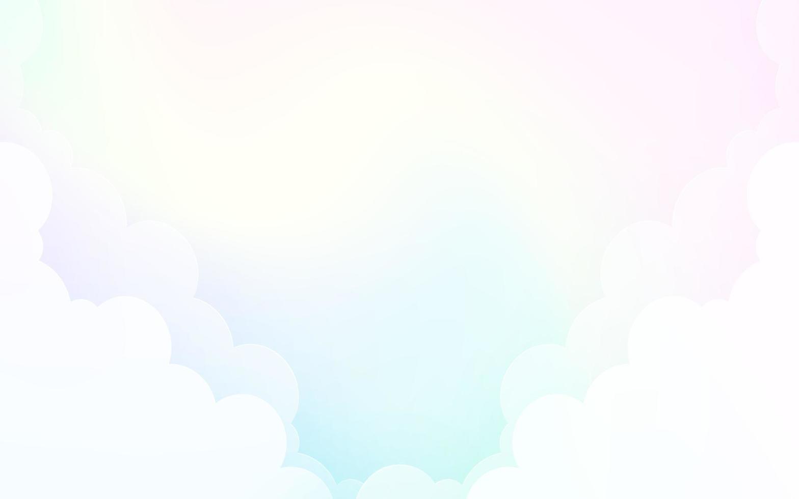 Pastel sky with clouds paper art background design, Vector paper cut illustration, Eps10