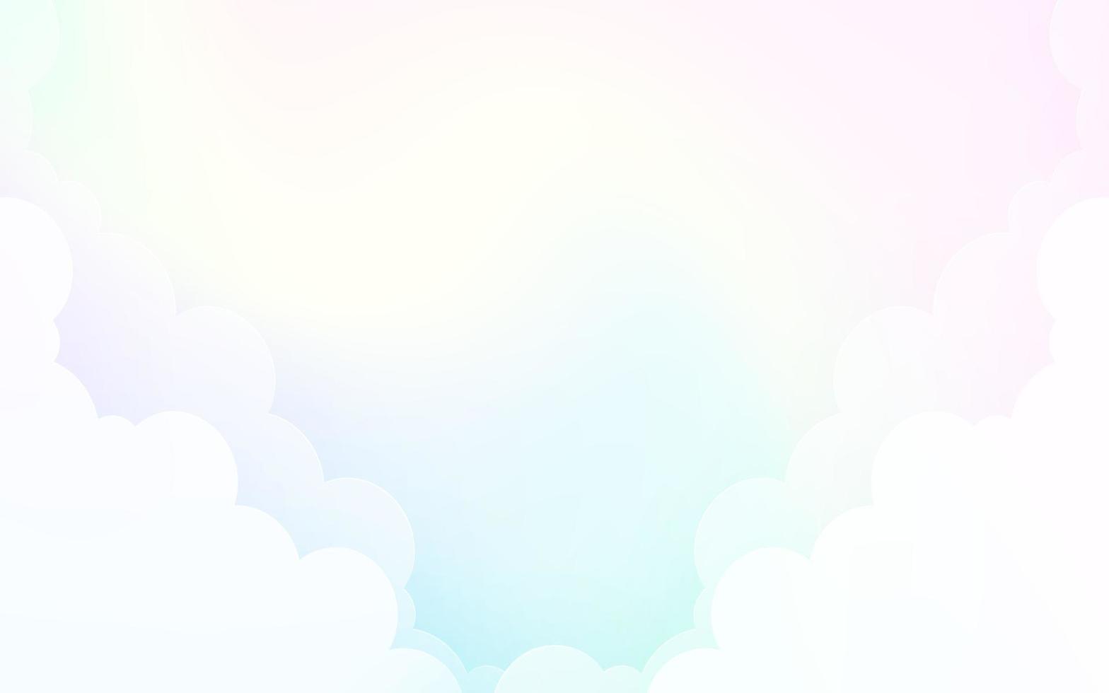 cielo pastel con nubes diseño de fondo de arte de papel, ilustración de corte de papel vectorial, eps10 vector