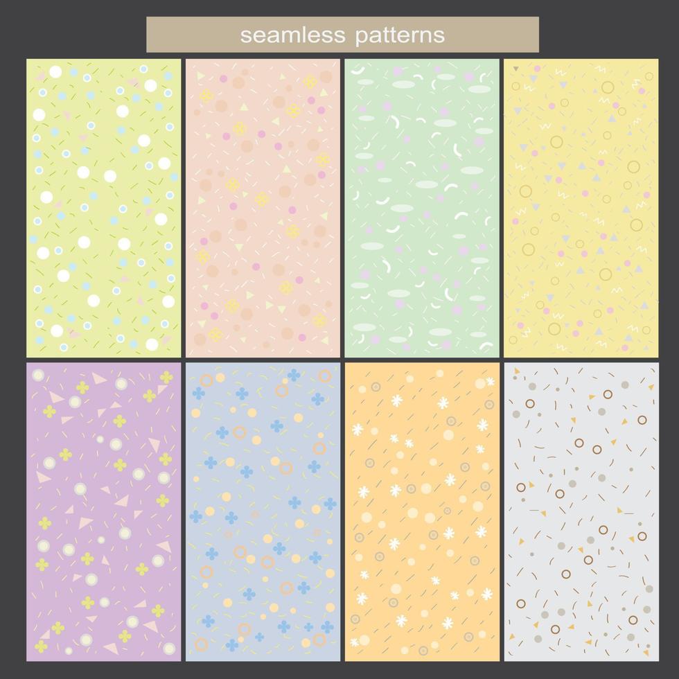 Set of 8 seamless patterns vector