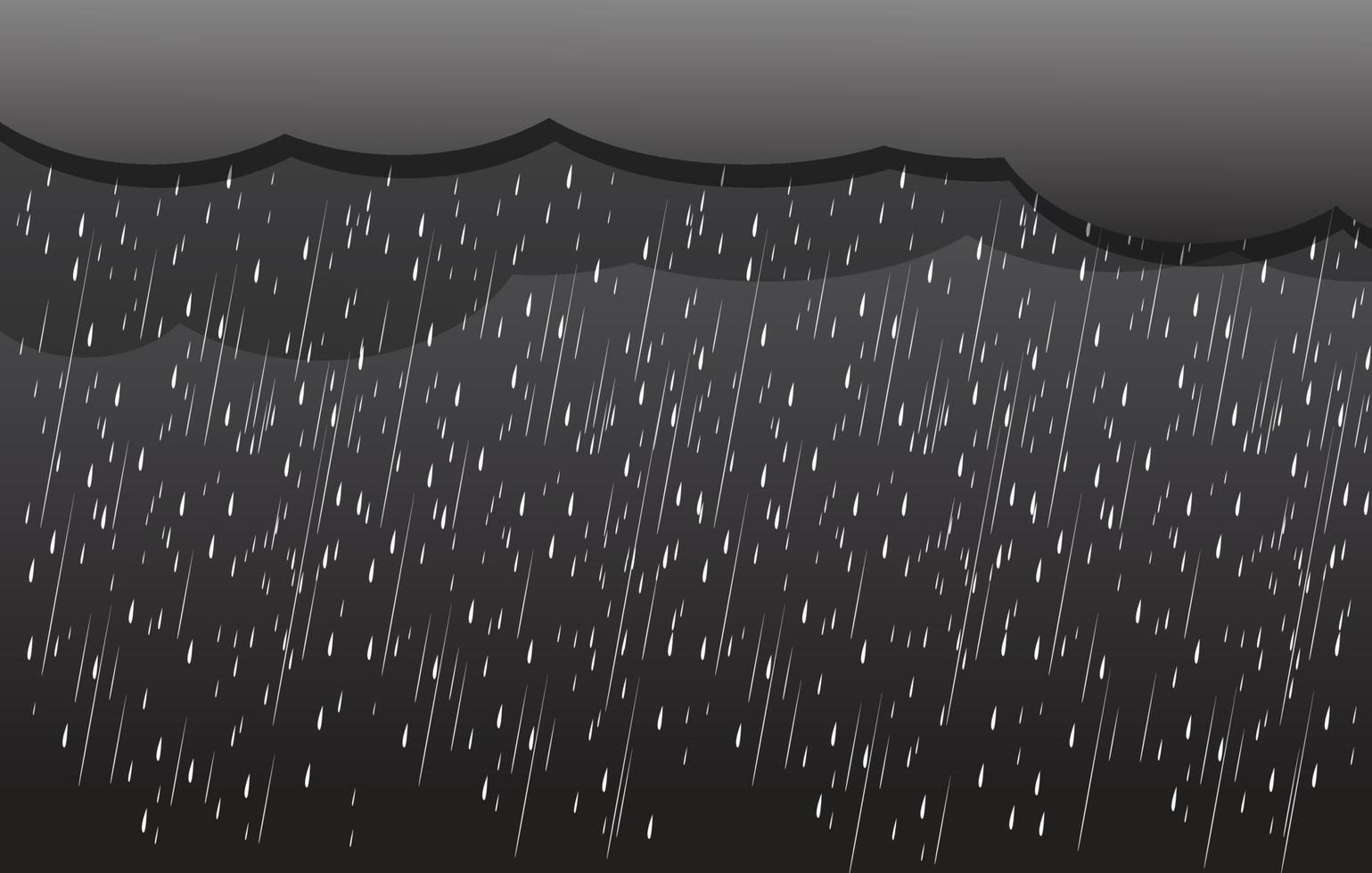 Heavy rain in dark sky, vector background