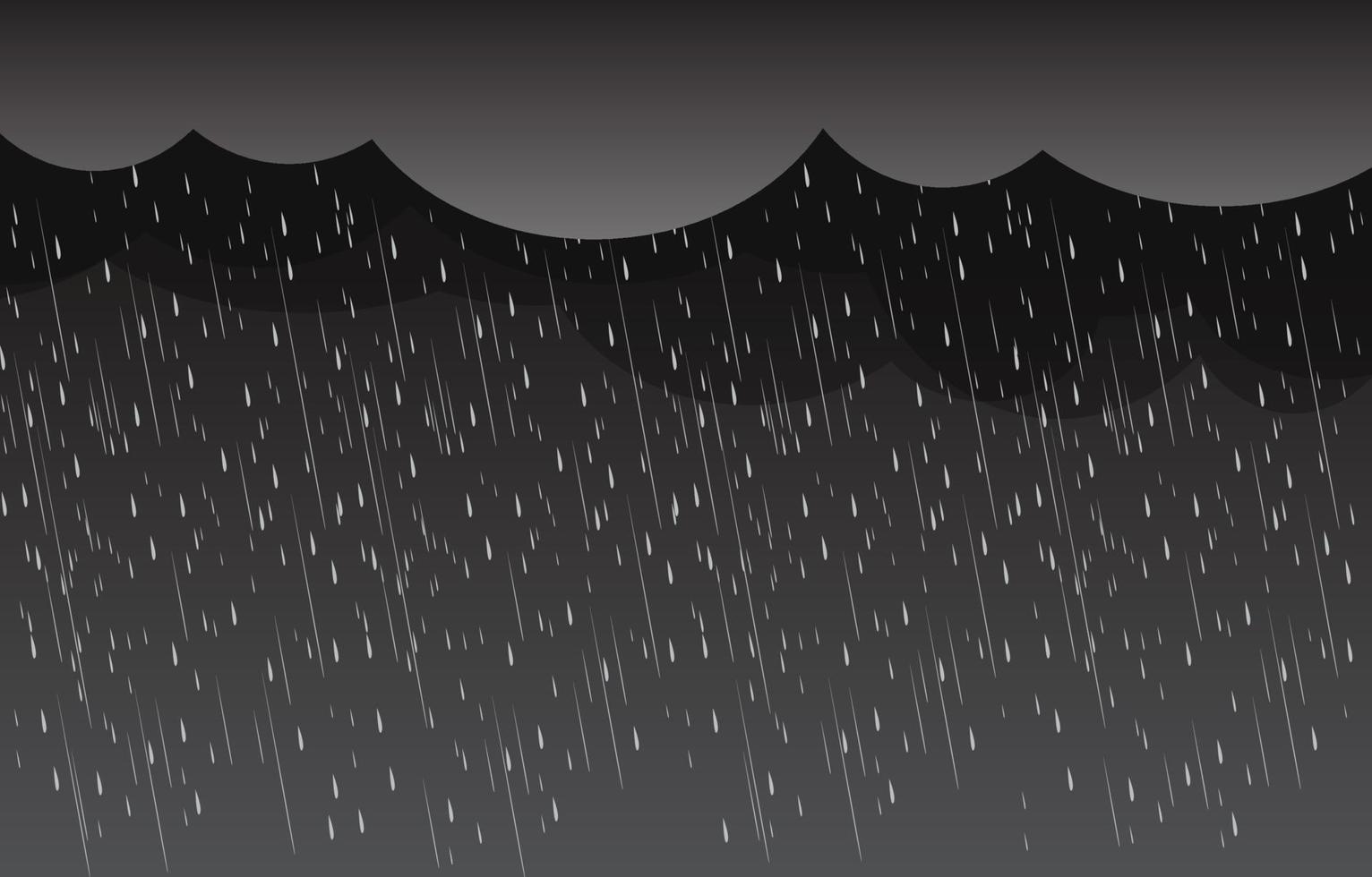 Heavy rain in dark sky, vector background 2