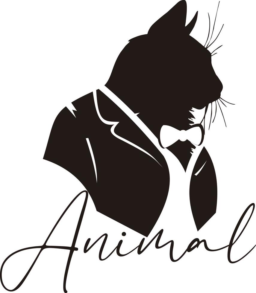 cat logo with tuxedo logo design template vector