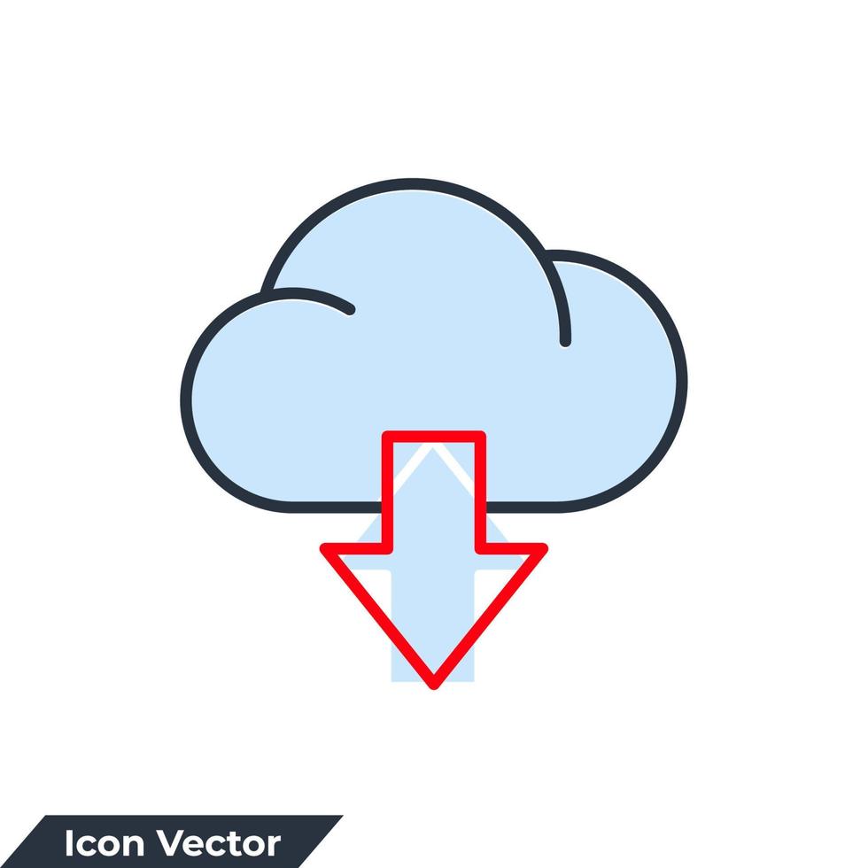 descargar icono logo vector ilustración. plantilla de símbolo de descarga en la nube para la colección de diseño gráfico y web