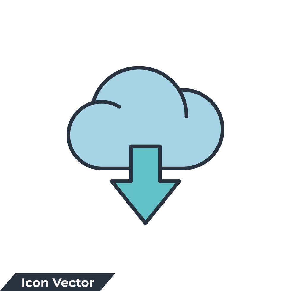 descargar icono logo vector ilustración. plantilla de símbolo de descarga en la nube para la colección de diseño gráfico y web