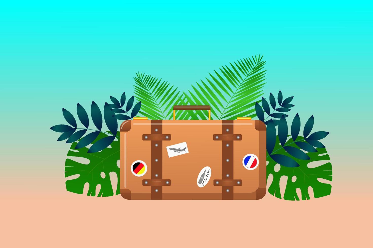 maleta de viaje caso de viaje de vacaciones. ilustración vectorial vector