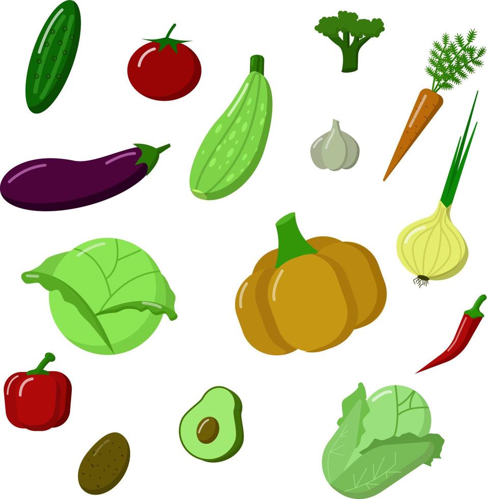 un conjunto de verduras. jugoso colorido y delicioso. vegetarianismo. veganismo. estilo de vida saludable. nutrición adecuada ilustración vectorial de dibujos animados vector