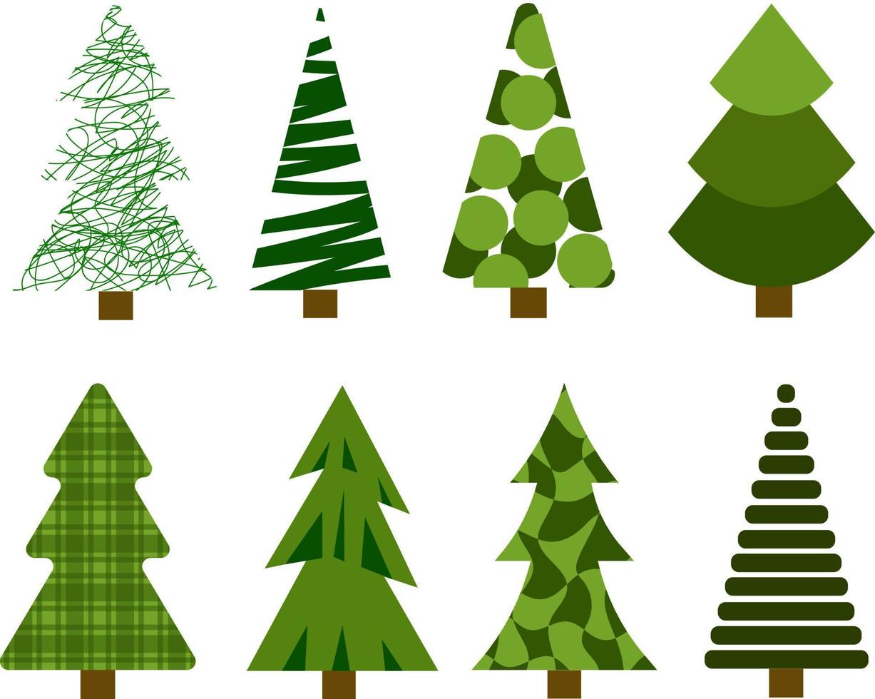 a set of Christmas trees. coniferous trees. cartoon vector illustration.