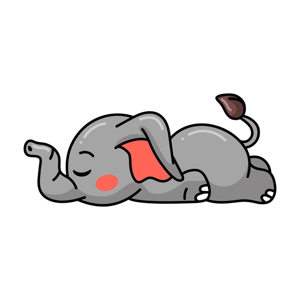 lindo bebé elefante dibujos animados durmiendo vector