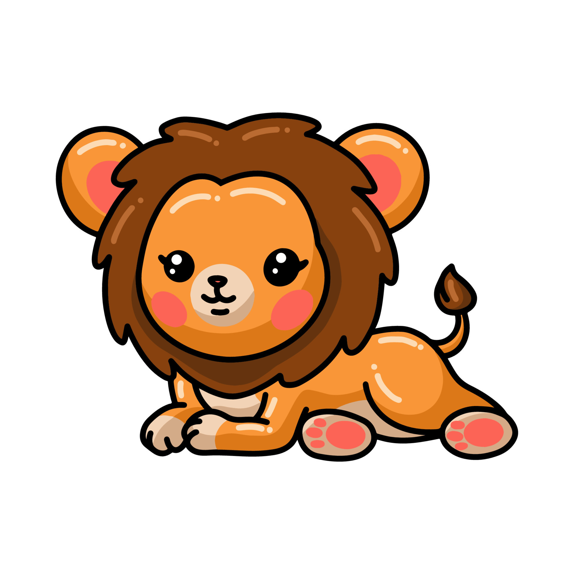 Cute little lion cartoon laying down 9876674 Vector Art at Vecteezy