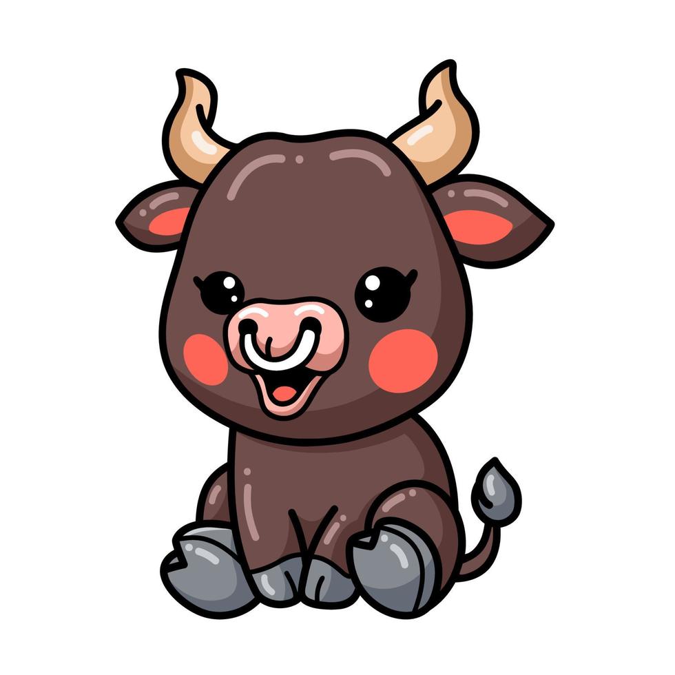 Cute baby bull cartoon sitting vector